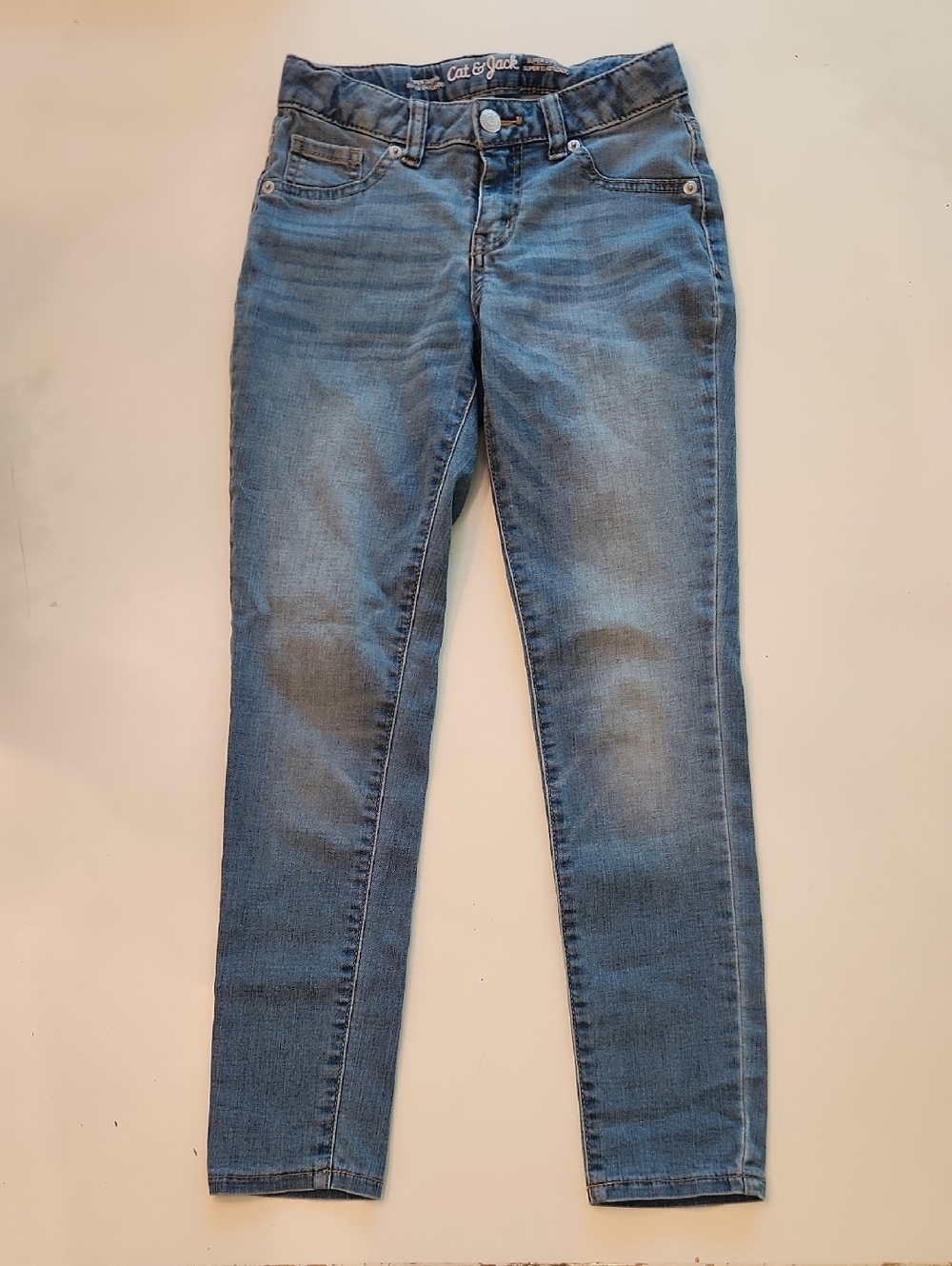 Cat & Jack Girls Super Skinny Slim Fit Stretch Denim Blue Jeans 10